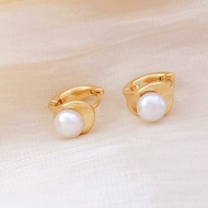 European And American Celi French Style Vintage Pearl Earrings Female Niche High Sense Light Luxury And Simplicity Ear Clip Gold Plated Earrings