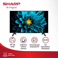 Sharp LED TV 4K Frameless Android TV 4T-C75EK2X Black 75 inch