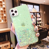 Unicorn Sequin Stars Transparent Soft Phone Case For iPhone 15 14 13 12 11 Pro Max Mini XS MAX XR X 10 8 7 6S 6 Plus + SE 2020 Shining Clear Silicone Anti-fall Phone Cover Fashion Shockproof Phone Casing