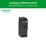 Schneider เมนเซอร์กิตเบรกเกอร์ กันดูด ป้องกันไฟรั่ว/ไฟดูด 2 โพล ขนาด 63A 10kA 30mA รหัส QO263C10RCBO