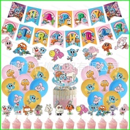 B4 The Amazing World of Gumball Theme kids birthday party decorations banner cake topper balloon set