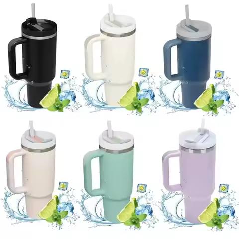 Mug Tumbler 40oz with Straw Handle Coffee Insulated 304 Stainless Steel Car Cup Keeps Cold Beer with