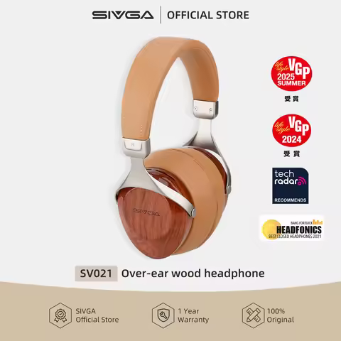 SIVGA SV021/Robin Over-ear Close-back Wood Headphone with Balanced High Fidelity Sound 50mm Wired Dy