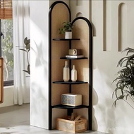 Rattan Triangle Shelf Living Room Sofa Medieval Solid Wood Corner Bedroom Shelf Corner Cabinet Wall 