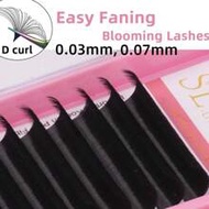 Fluffy Cashmere D Curl 0.03 0.05 0.07 Easy Fan Volume Lash Extensions Super Matte Dark Black Soft 0.