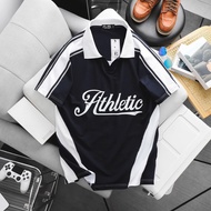 [ Big Size 85- 135 kg] Áo thun polo bigsize nam vải cotton cá sấu màu xanh đen phối cổ V in hai mặt 