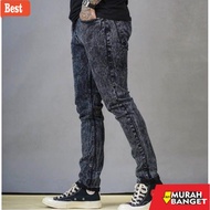 Latest riped jeans - MEN'S LONG JEANS SKINYY GREY ACID WASHED GREY