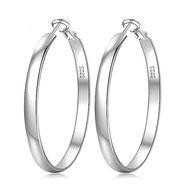 AELNEN 925 Sterling Silver Wide Hoop Earrings for Women - Large Hoop Design, Hypoallergenic, Lightwe
