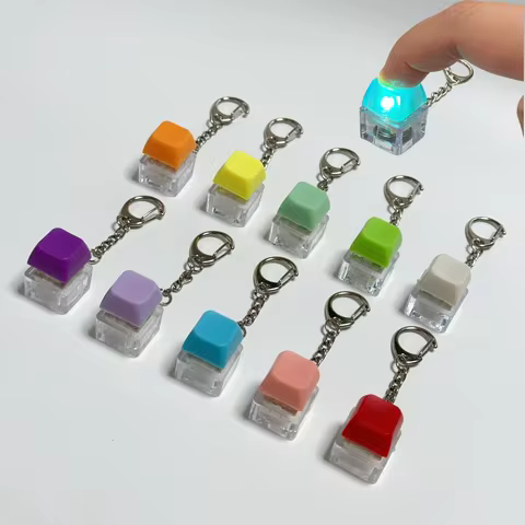 LED Illuminated Keyboard Key Chain Glowing Keyboard Key Keychain High-transparency Press Button Mech