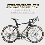 BIKEONE R1 PINEWOOD 配置 SHIMANO CLARIS R2000 16速 入門競速彎把跑車公路車自行車破風CP首選- 黑/白