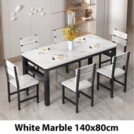 Meja makan Dining table set chair 4 / 6 seater dinning marble design Kerusi makan moden Modern beige