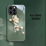 Flowers Orchid Tempered Glass Case VIVO Y12S Y12A Y20 Y33T Y15A Y11 12 15 19 Y85 Y55 Y51 Y76 T1X S1 S1 PRO V7PLUS V20SE
