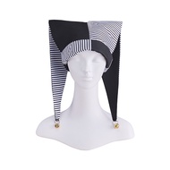 Jester Costume Hat Women Harlequin Jester Halloween Party Fancy Chessboard Lattice Jester Cap With G