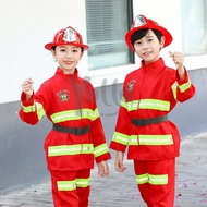 7 Pcs/Kits Fireman Outfit For Kids Fireman Cosplay Firefighter Career Uniform Working Suit