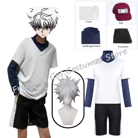 Hunter x Hunter Killua Zoldyck Cosplay Costume White wig Halloween Christmas Party Outfits Killuar S