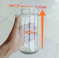 Botol Nescafe 800ml Botol kaca tanpa tutup Botol serbaguna Botol polos 800ml