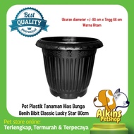 Pot Bunga Classic Jumbo 80cm Pot Tanaman Hias Plastik Hitam Besar 80cm
