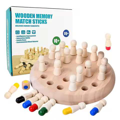 Kids Wooden Memory Chess Board Game Color Match Stick Puzzles Cognitive Learning Educational Toys fo