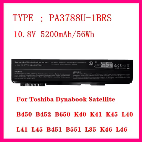 Laptop Battery For Toshiba Dynabook Satellite B450 B452 B650 K40 K41 K45 L40 L41 L45 B451 B551 L35 K