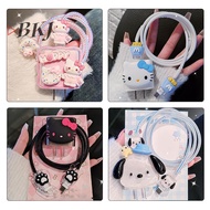 [BKJ] Sanrio Hello Kitty Charger Data Cable Protector Case Winder Kit For Apple 18W 20W Charger Adap