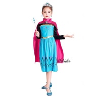Big Kids Girl Costume Anna Frozen Blue+Pink Wing