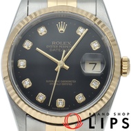 勞力士 Datejust 男士腕錶 10P 鑲鑽 Datejust 男士腕錶 16233G(W) K18YG/SS 男士腕錶 黑色拋光 1995 年 成色極佳 [二手]