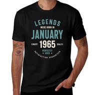 Men's cotton T-shirt Legends Were Born In January 1965 Birthday Gift T-Shirt anime vintage men cloth