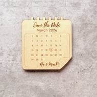 Personalized Save the Date Magnet | Wooden Calendar Fridge Magnet | Wedding Favor Gift