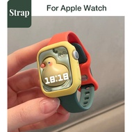 A two-color silicone suit for a lady's slim waist case+Strap for Apple Watch SE S9 S8 SE S7 S6 S5 Ul