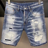 New DSQUARED2 Brand Mens Short Jeans Fashion Casual Slim Hole High Quality D2 Denim Shorts Hip Hop B