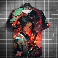 Fashion New 3D Printed Neutral Personality Anime T-shirt Summer Short Sleeve Y2k Top Warrior Tattoo