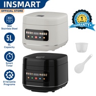 INSMART 5-liter Rice Cooker with 8 Functions, Durable, Non-stick Inner Pot, 24-hour Timer, Fast Cook