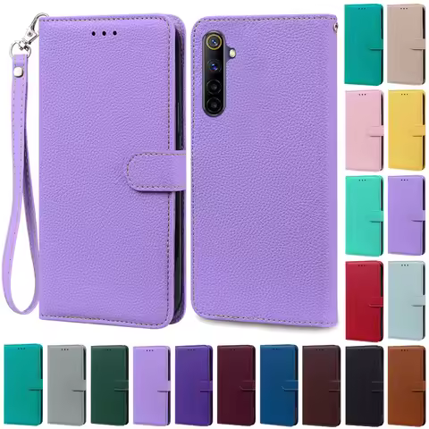 For Realme 6 6S Case Silicone Cover Leather Flip Wallet Case For Realme 6 Pro Case For Realme6 Realm