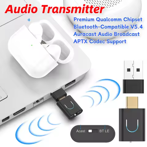 5-1SET Audio Transmitter Bluetooth-Compatible 5.4 Type-C Wireless Stereo Music Adapter AptX-LL/HD Wi