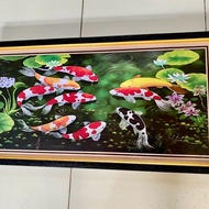 Fengsui Koi Fish Print Painting plus Frame size: 50cm x 100cm