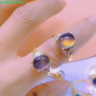 CABEZATWTZ Retro Adjustable Mood Rings, Moon Stone Temperature Control Color Changing Color Ring, Vi