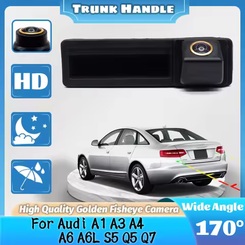 AHD 1080P Golden lens Waterproof Car Rear View Reverse Trunk Handle Camera For Audi A1 A3 A4 A6 A6L 