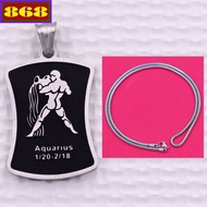 Aquarius pendant - Aquarius white stainless steel with solid stainless steel chain necklace + stainl