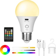 5V Rechargeable Light Bulb RGB color USB Led Bulb Smart Bulb Dimmable E27 Bulbs with Timing Cordless