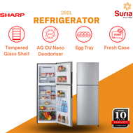 (DELIVERY KEDAH, PERLIS &amp; PENANG) Sharp 280L 2 Door Smile Refrigerator Fridge Peti Sejuk 冰箱 (SJ285MSS)