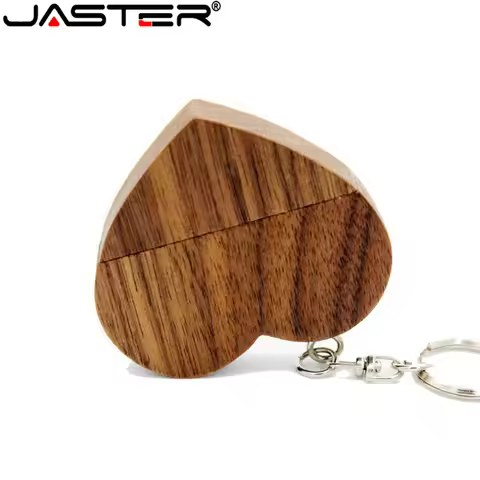 JASTER USB 2.0 (free custom logo) wooden love heart flash drive hearts with keychain pendrive 4GB 16