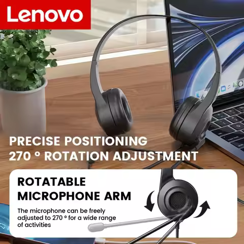Lenovo E01/E06 Wired Gaming Headphone 3.5mm Control Switch Learning Office Headset For Laptop Deskto