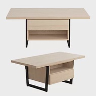 IDEA-MIT鐵藝質感空間收納茶几(四色可選)-附贈方凳4張 淡雪松木