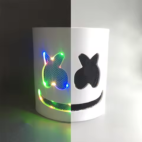 LED DJ Marshmello Mask Halloween Christmas Party Evening Masquerade Light Mask Cosplay Décor DIY Mar