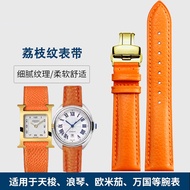 Hermes Orange Lychee Pattern Strap Women Suitable Armani Panei Hefli Meidian Leather Bracelet 22