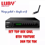 set top box tv digital paket lengkap plus usb adapter dongle wifi