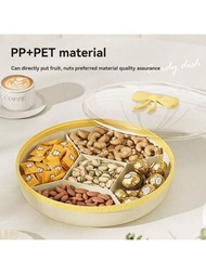 1 pieza Bandeja de aperitivos festiva cubierta, elegante bol para frutas, caja de almacenamiento de alimentos de plástico con separador, contenedor de dulces, nueces, frutas secas, perfecto para fiesta, sala de estar del hogar, decoración de mesa de bodas y año nuevo