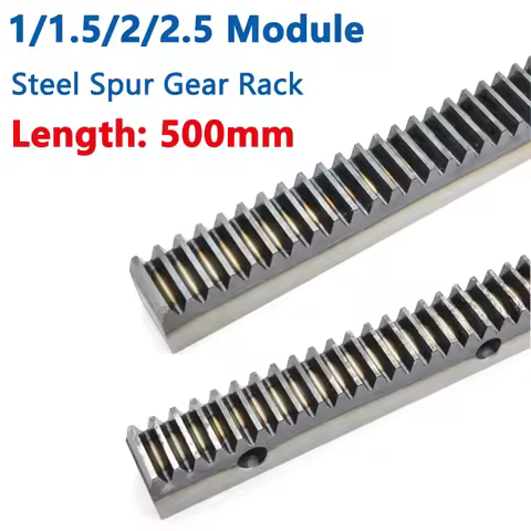 1pcs Hardened Steel Rack 1/1.5/2/2.5 Module Spur Gear Rack Length 500mm 45# Steel Side Hole Rack 10x