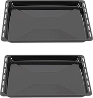 ICQN Baking Tray 455 x 375 x 30 mm Set of 2 Enamelled Grease Pans for Oven and Cooker, Suitable for Bosch, Siemens, Neff, Constructa, Flavel, Simfer, Scratch-Resistant &amp; Rustproof, 45.5 x 37.5 cm