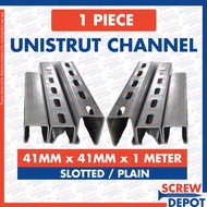 1PC 41MM x 41MM x 1meter Unistrut Channel / Slotted or Plain Unistrut Channel / Screw Depot